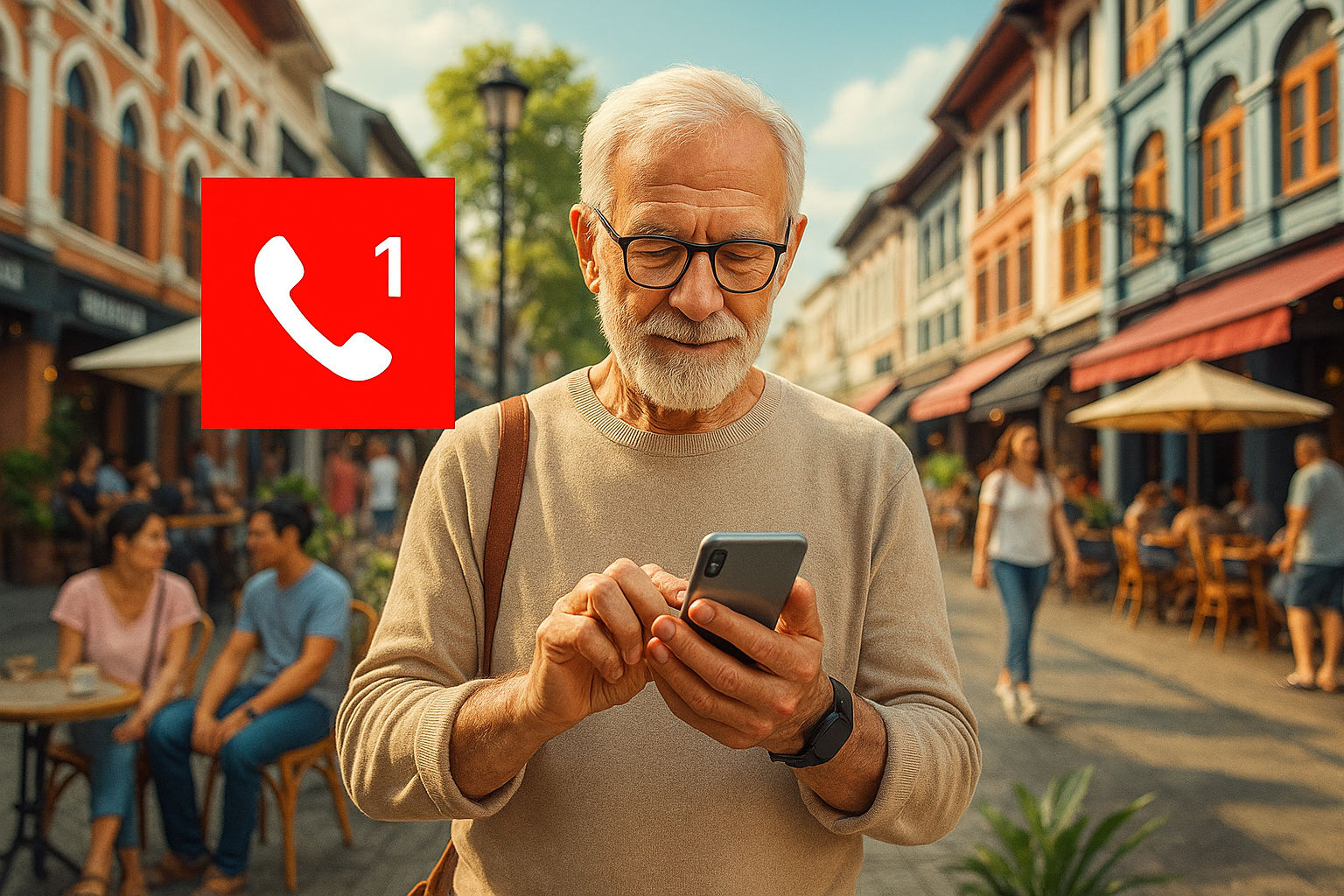 old man using a phone