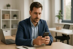 Man is using a smartphone