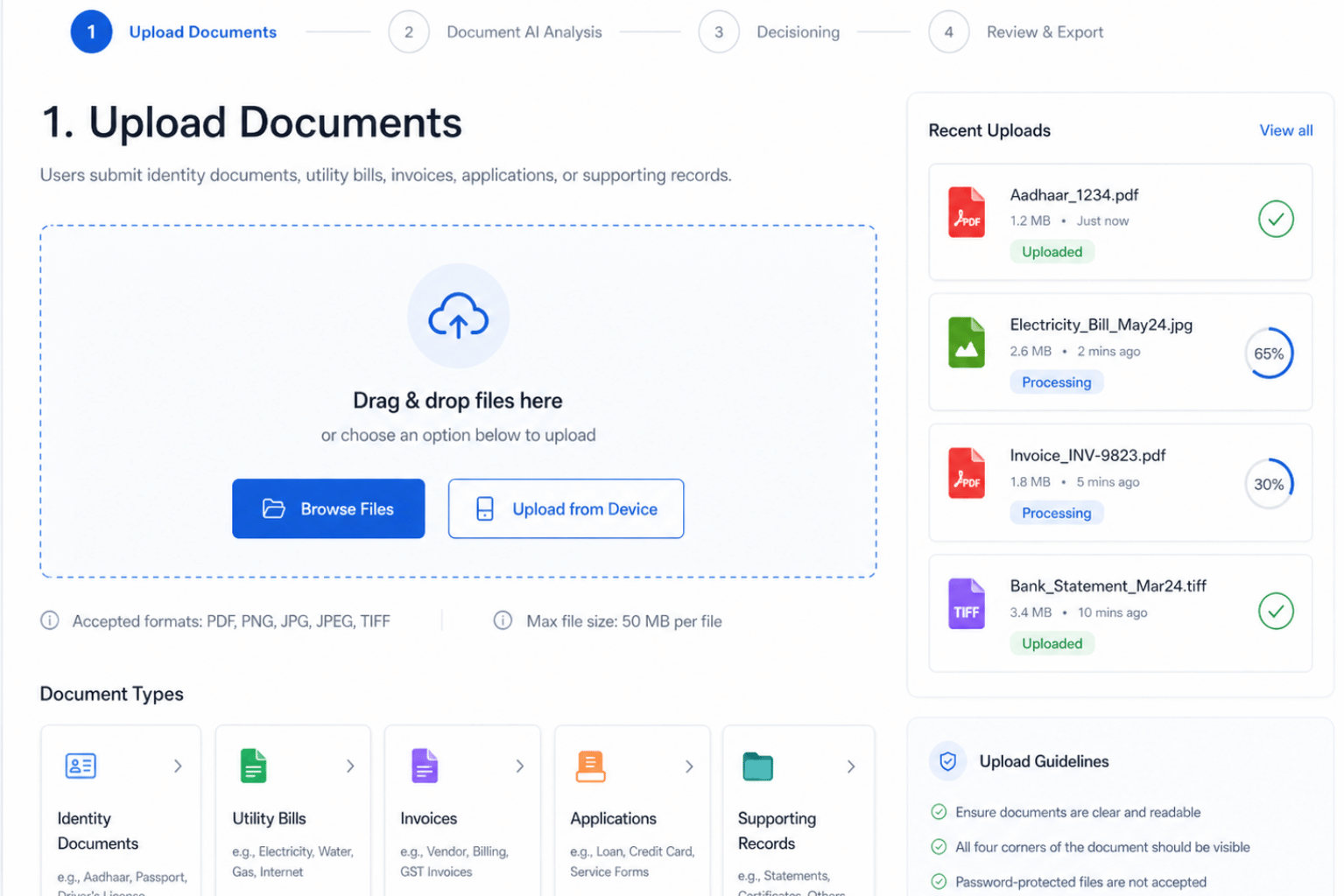 Upload documents